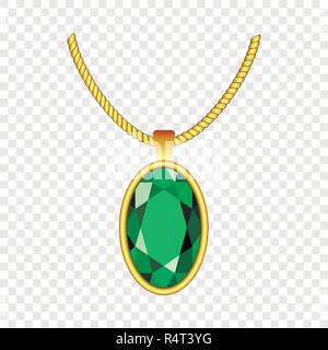 Emerald necklace icon. Realistic illustration of emerald necklace vector icon for on transparent background Stock Vector