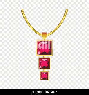 Garnet jewelry icon. Realistic illustration of garnet jewelry vector icon for on transparent background Stock Vector