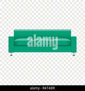 Mint color sofa mockup. Realistic illustration of mint color sofa vector mockup for on transparent background Stock Vector