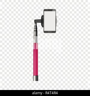 Pink monopod mockup. Realistic illustration of pink monopod vector mockup for on transparent background Stock Vector