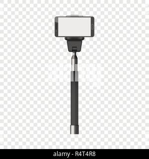 Selfie stick mockup. Realistic illustration of selfie stick vector mockup for on transparent background Stock Vector