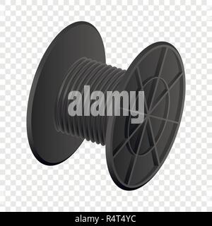 Black cable coil mockup. Realistic illustration of black cable coil vector mockup for on transparent background Stock Vector