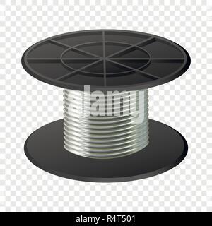 Silver cable coil mockup. Realistic illustration of silver cable coil vector mockup for on transparent background Stock Vector