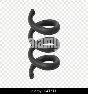 Black cable mockup. Realistic illustration of black cable vector mockup for on transparent background Stock Vector