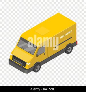 Delivery yellow truck icon. Isometric of delivery yellow truck vector icon for on transparent background Stock Vector