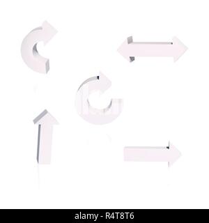 Set of arrows. Threedimensional. White color Vector illustration. Stock Vector