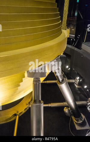 Huge,Damper,dampers,weight,counterweight,balance,at,top,of,observatory,tower,at,Taipei 101 Tower,Taipei,Chinese,China,Republic of China,ROC,Asia,Asian Stock Photo