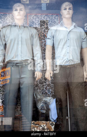 Two Male Mannequins in Shop Window - Tel Aviv, Israel Stock Photo