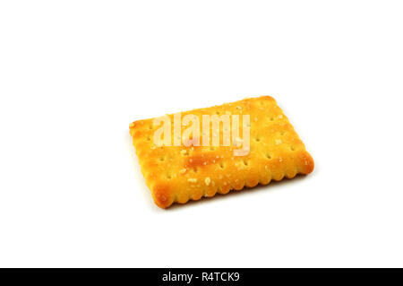 cream cracker isolated / biscuit cracker with sugar and white sesame for snack isolated on white background Stock Photo