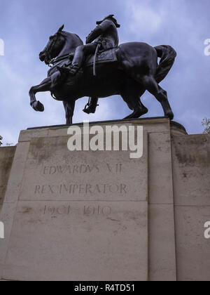 equestrian statue of Edward VII, Waterloo Place, London, England, UK,GB Stock Photo