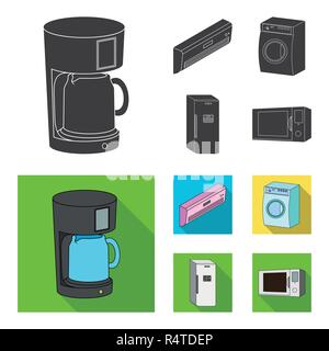 Home appliances and equipment black,flat icons in set collection for design.Modern household appliances vector symbol stock  illustration. Stock Vector