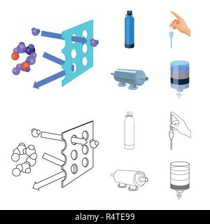 Purification, water, filter, filtration .Water filtration system set collection icons in cartoon,outline style vector symbol stock illustration . Stock Vector
