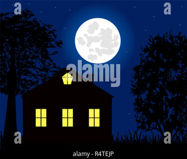 House in the night Stock Photo