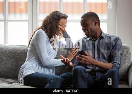 African American couple spending time together at home Stock Photo