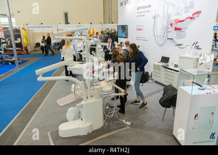 Kiev, Ukraine. October 5 2018. Dental exhibition, dental equipment. Stock Photo