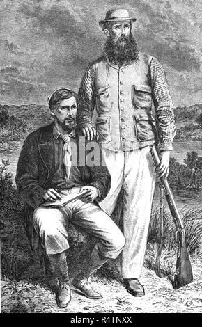 GRANT AND SPEKE John Hanning Speke (1827-1864) at right with James Grant (1827-1892) on the second journey to the source of the Nile in 1860-61 Stock Photo