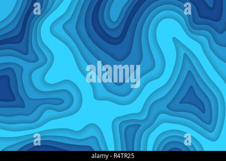 Papercut multi layers 3D color texture vector background. Abstract topography concept design or flowing liquid illustration for website template. Stock Vector