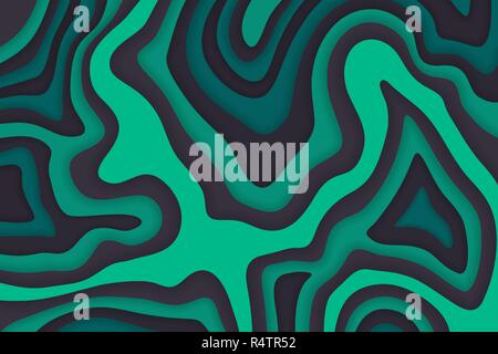 Papercut multi layers 3D color texture vector background. Abstract topography concept design or flowing liquid illustration for website template. Stock Vector