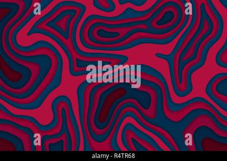 Papercut multi layers 3D color texture vector background. Abstract topography concept design or flowing liquid illustration for website template. Stock Vector