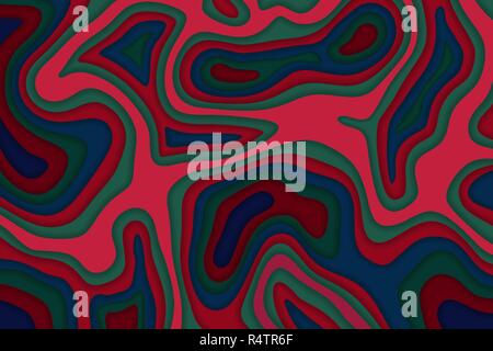 Papercut multi layers 3D color texture vector background. Abstract topography concept design or flowing liquid illustration for website template. Stock Vector
