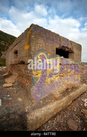 WW2 Pill box on Blast Beach, Seaham, County Durham Stock Photo