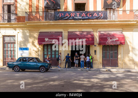 Old Havana, Cuba. February 2018 - Real Fabrica de Tabacos Partagas Cigar Factory. Partagas Tobacco Factory, Partagas real fabrica de tabacos. Stock Photo