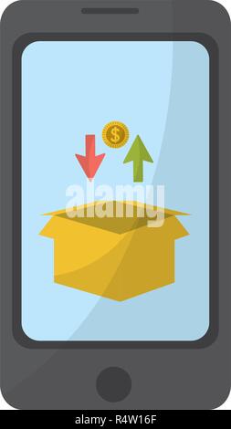 Smartphone downloading and uploading cloud computing vector illustration graphic design Stock Vector