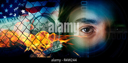 Man of the eye, watching. A digital image of the financial risk. Abstract image, background concept Stock Photo