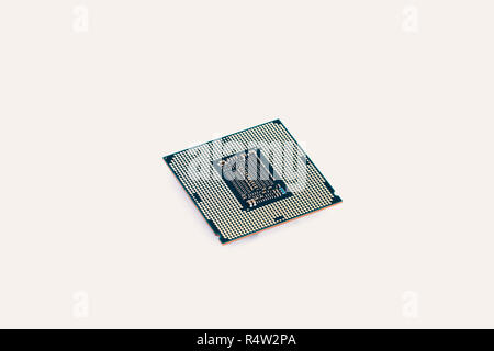 Computer engineering Microprocessor processor isolated on white background. Stock Photo