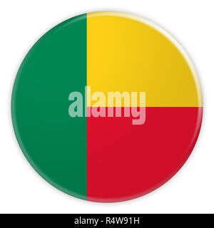 Benin Flag Button, News Concept Badge, 3d illustration on white background Stock Photo