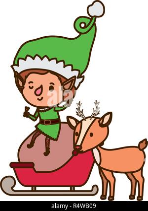 elf with sleigh avatar chatacter Stock Vector