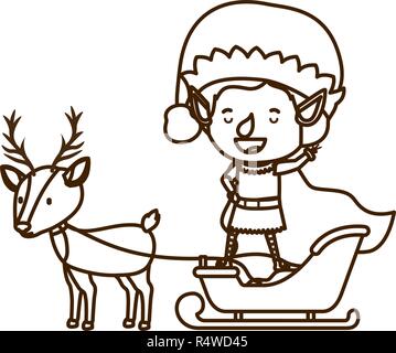 elf with sleigh avatar chatacter Stock Vector