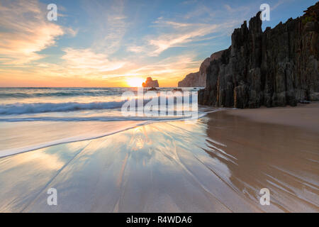 Waves at sunset on the Beach of Masua, Iglesias, Sud Sardegna province,  Sardinia, Italy, Europe Stock Photo - Alamy