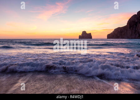 Sunset on the Beach of Masua, Iglesias, Sud Sardegna province, Sardinia,  Italy, Europe Stock Photo - Alamy