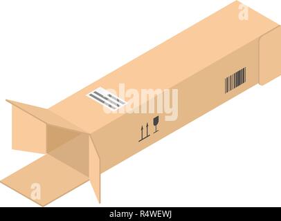 Open long box icon. Isometric of open long box vector icon for web design isolated on white background Stock Vector