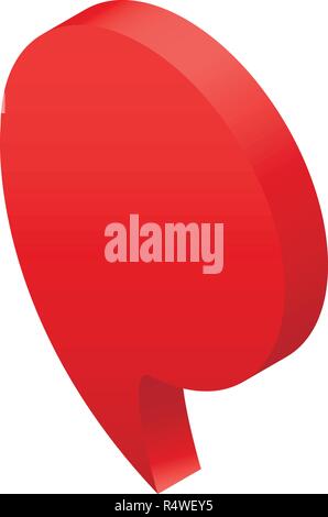 Red speech map pin icon. Isometric of red speech map pin vector icon for web design isolated on white background Stock Vector