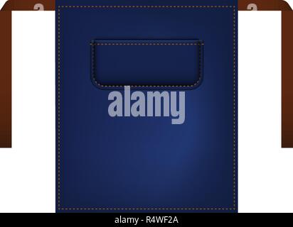 Blue apron mockup. Realistic illustration of blue apron vector mockup for web design isolated on white background Stock Vector