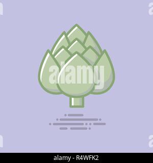 Artichoke bud filled line icon. Healthy vegetable vector symbol. Stock Vector
