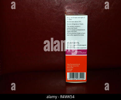 FLUTIFORM inhaler contains two different medicines called fluticasone propionate and formoterol fumarate dihydrate. Stock Photo