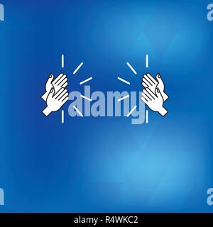 Design business concept Empty copy space modern abstract background. Drawing of Hu analysis Hands Clapping Applauding Sound icon on Blue Background Stock Vector
