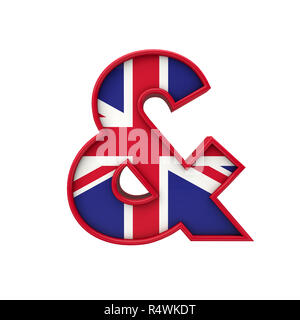 Ampersand Union Jack font, Great Britain flag lettering. 3D Rendering Stock Photo
