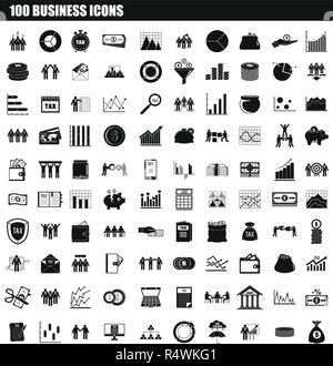 100 business icon set. Simple set of 100 business vector icons for web design isolated on white background Stock Vector