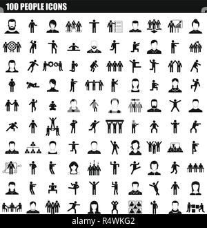 100 people icon set. Simple set of 100 people vector icons for web design isolated on white background Stock Vector
