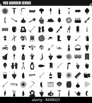 100 garden icon set. Simple set of 100 garden vector icons for web design isolated on white background Stock Vector