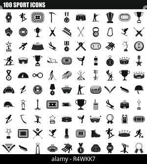 100 sport icon set. Simple set of 100 sport vector icons for web design isolated on white background Stock Vector