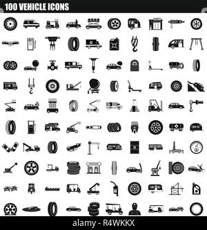 100 vehicle icon set. Simple set of 100 vehicle vector icons for web design isolated on white background Stock Vector