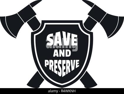 Save and preserve logo. Simple illustration of save and preserve vector logo for web design isolated on white background Stock Vector