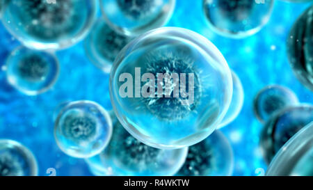 Cell abstract concept. Under microscope. 3d render illustration Stock Photo