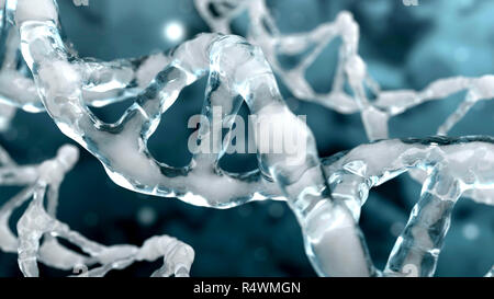 DNA helix under microscope. Genetic concept background. 3d render illustration Stock Photo