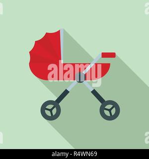 Baby pram carriage icon. Flat illustration of baby pram carriage vector icon for web design Stock Vector